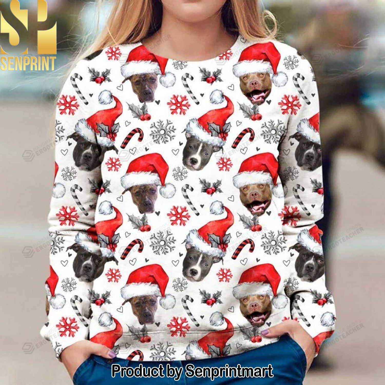 American Pit Bull Terrier For Christmas Gifts Knitting Pattern Sweater