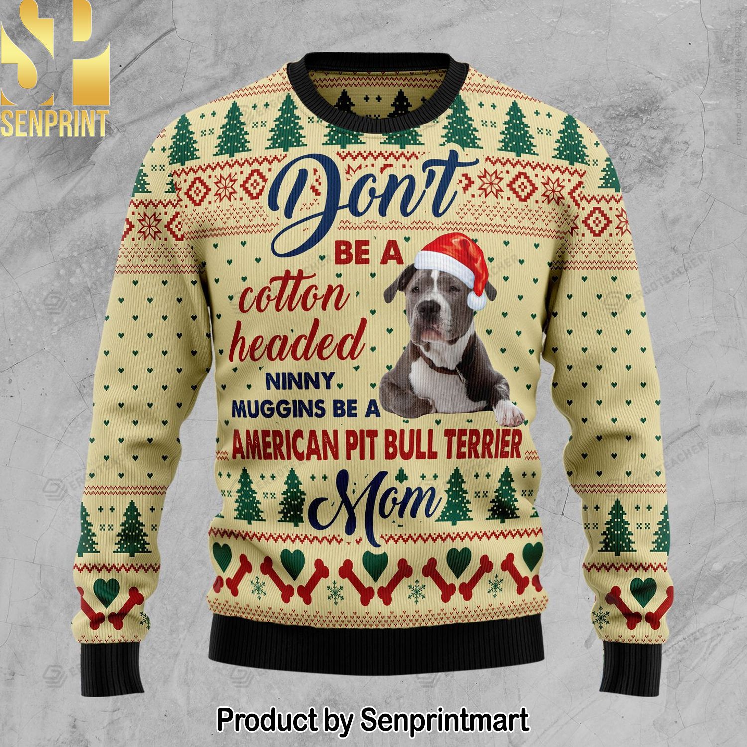 American Pit Bull Terrier Mom Ugly Christmas Sweater