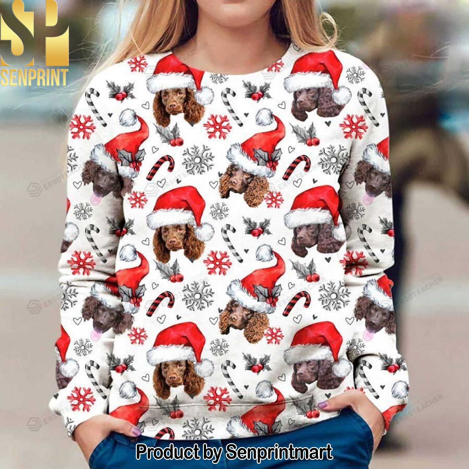 American Water Spaniel For Christmas Gifts Knitting Pattern Sweater