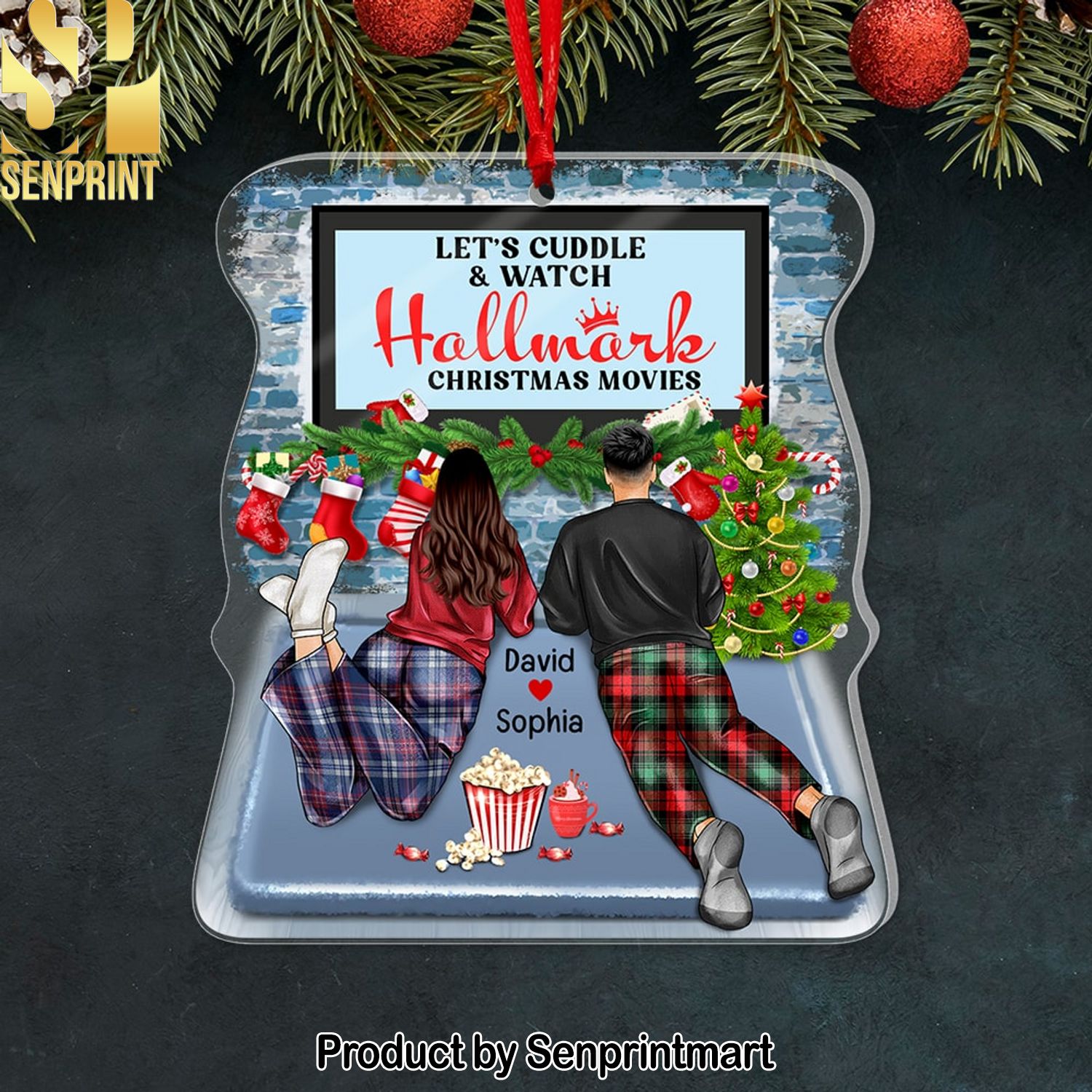 Christmas Movies Personalized Ornament Acrylic Custom Shape Ornament Gift For Christmas Couple Gift