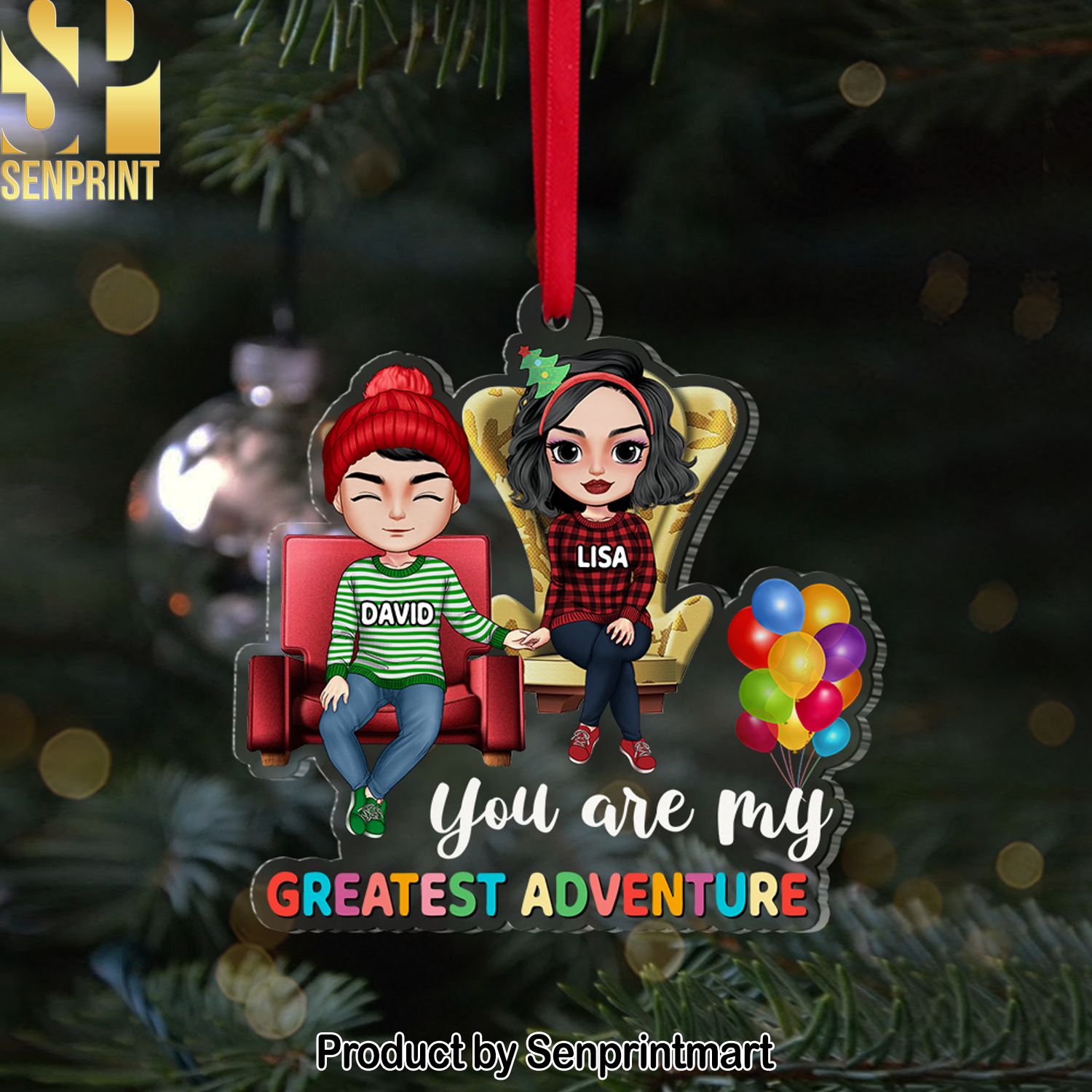 Couple You Are My Greatest Adventure, Personalized Acrylic Ornament