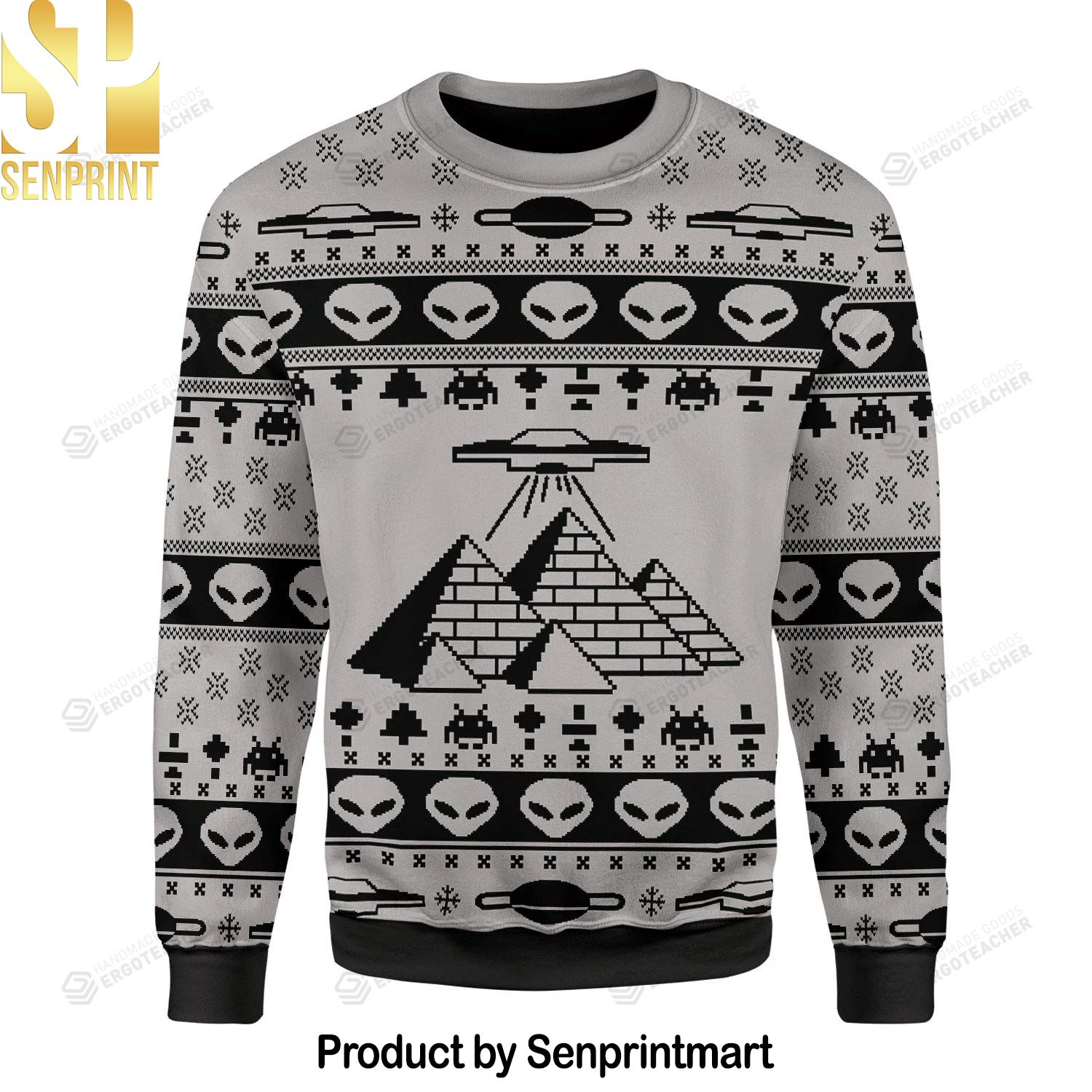 Ancient Alien Pyramid For Christmas Gifts Ugly Christmas Wool Knitted Sweater