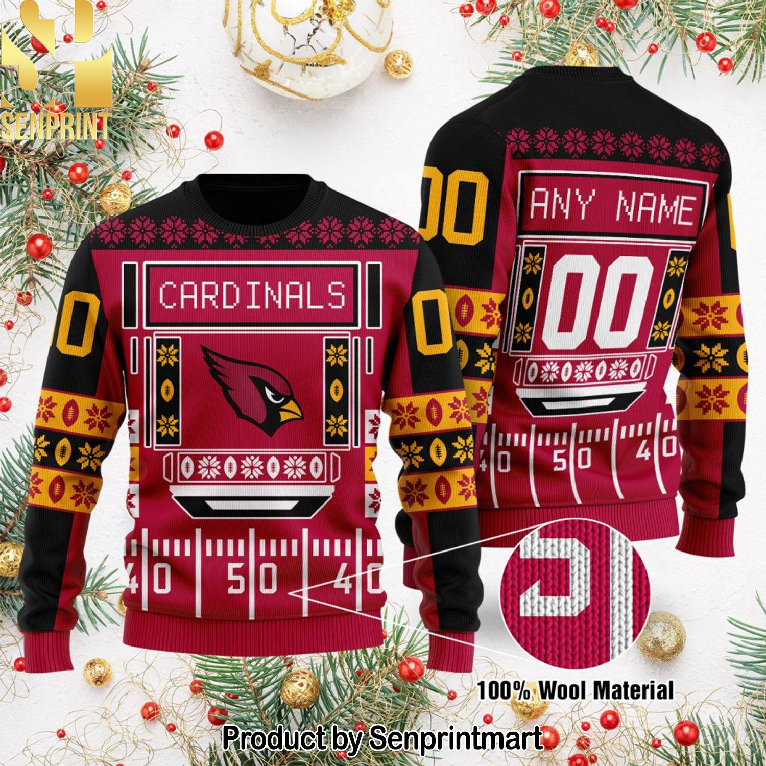 Arizona Cardinals NFL Knitting Pattern Ugly Christmas Sweater