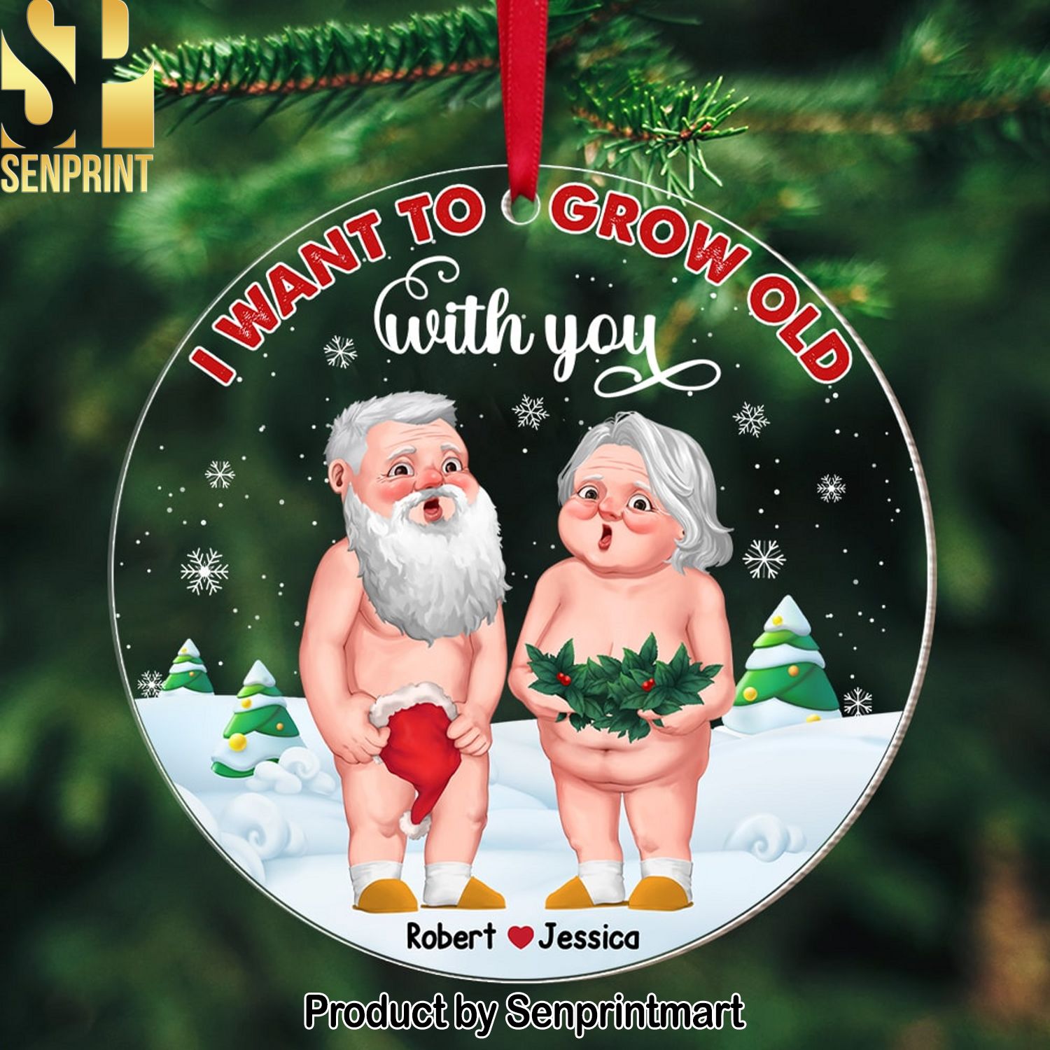 Couple, I Want To Grow Old With You, Personalized Ornament, Christmas Gifts For Couple