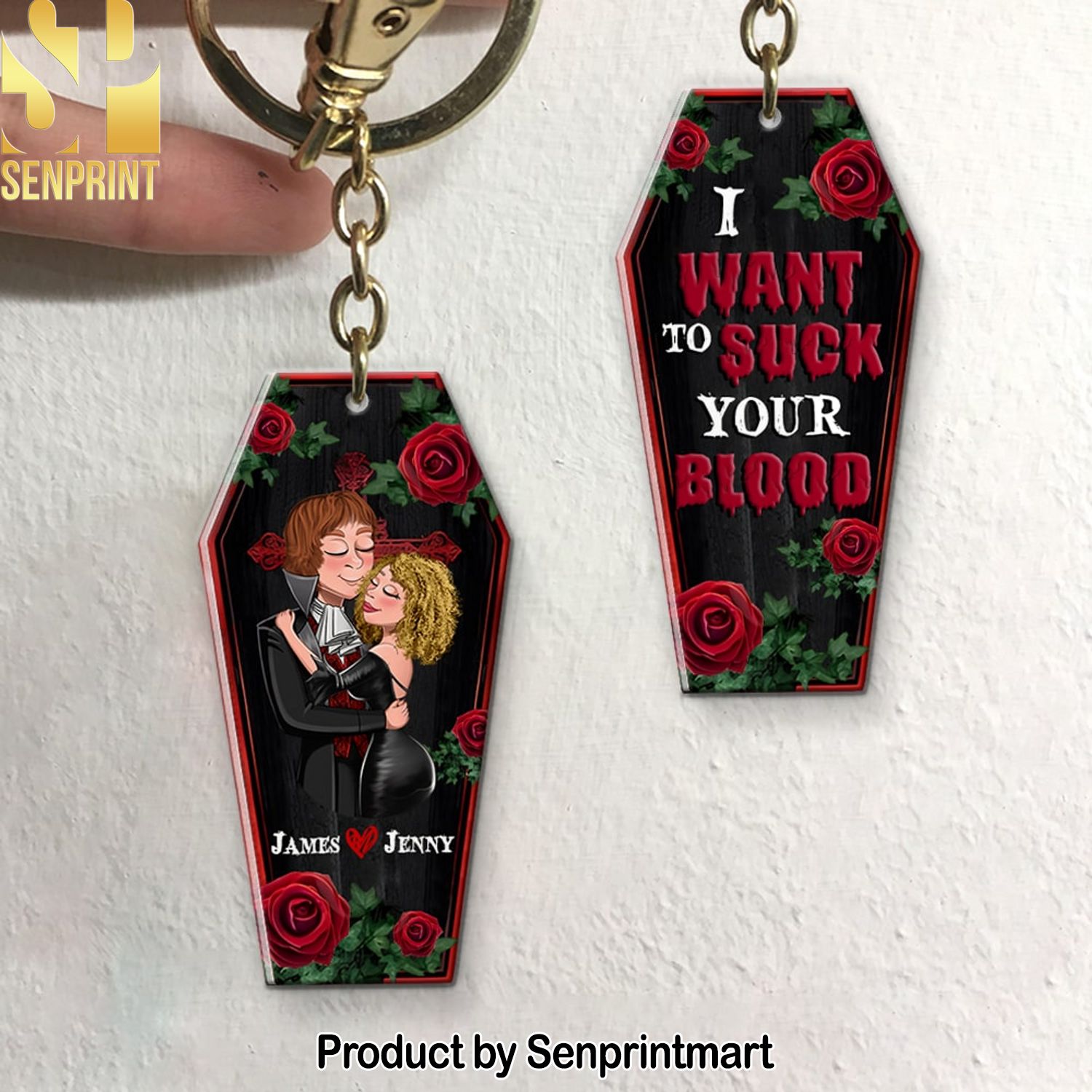 Couple, I Want To Suck Your Blood, Personalized Keychain, Halloween Gifts For Couple