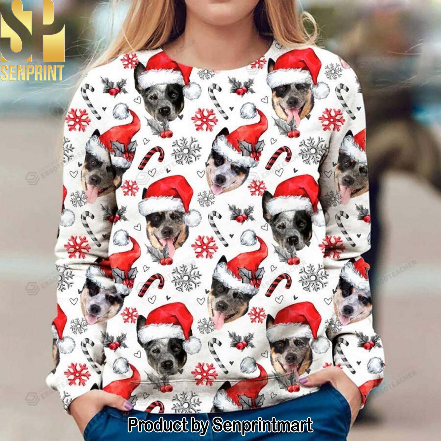 Australian Cattle Dog Knitting Pattern 3D Print Ugly Sweater