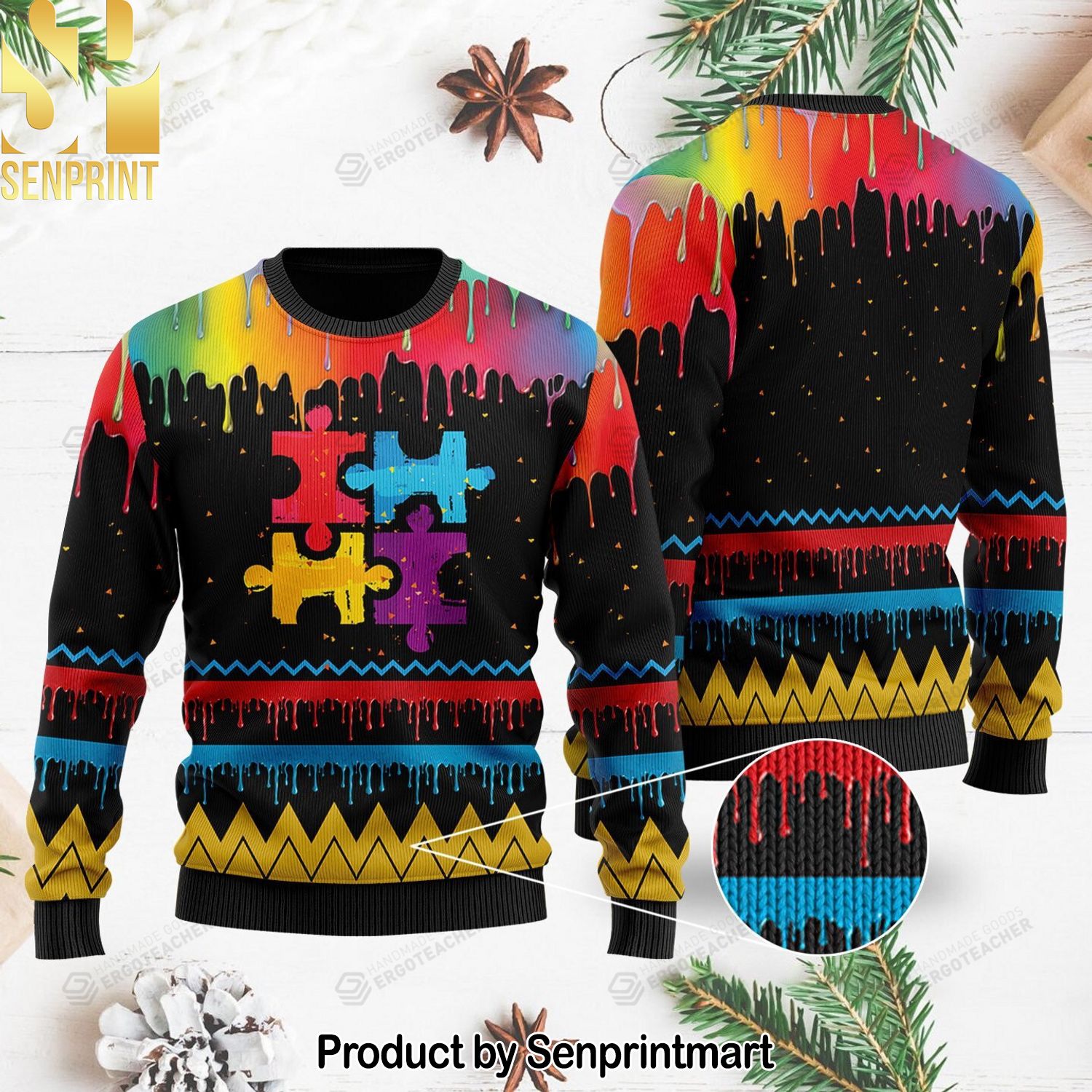 Autism Awareness For Christmas Gifts Knitting Pattern Sweater