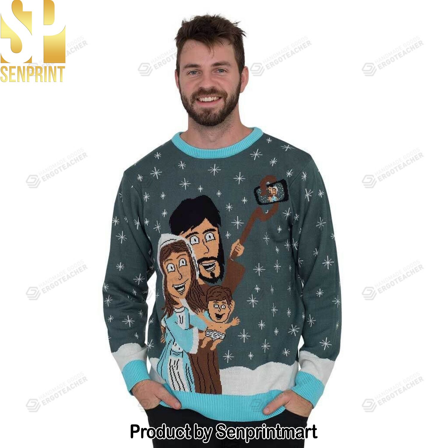 Baby Jesus Family Selfie For Christmas Gifts Ugly Christmas Sweater