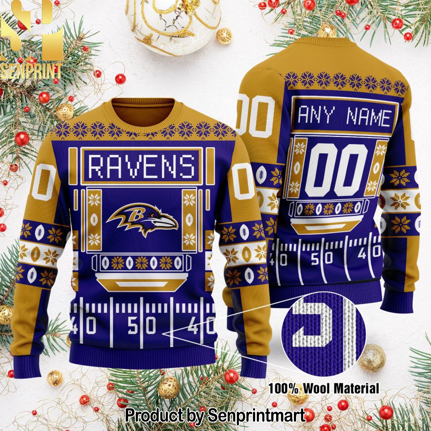 Baltimore Ravens NFL Christmas Ugly Wool Knitted Sweater