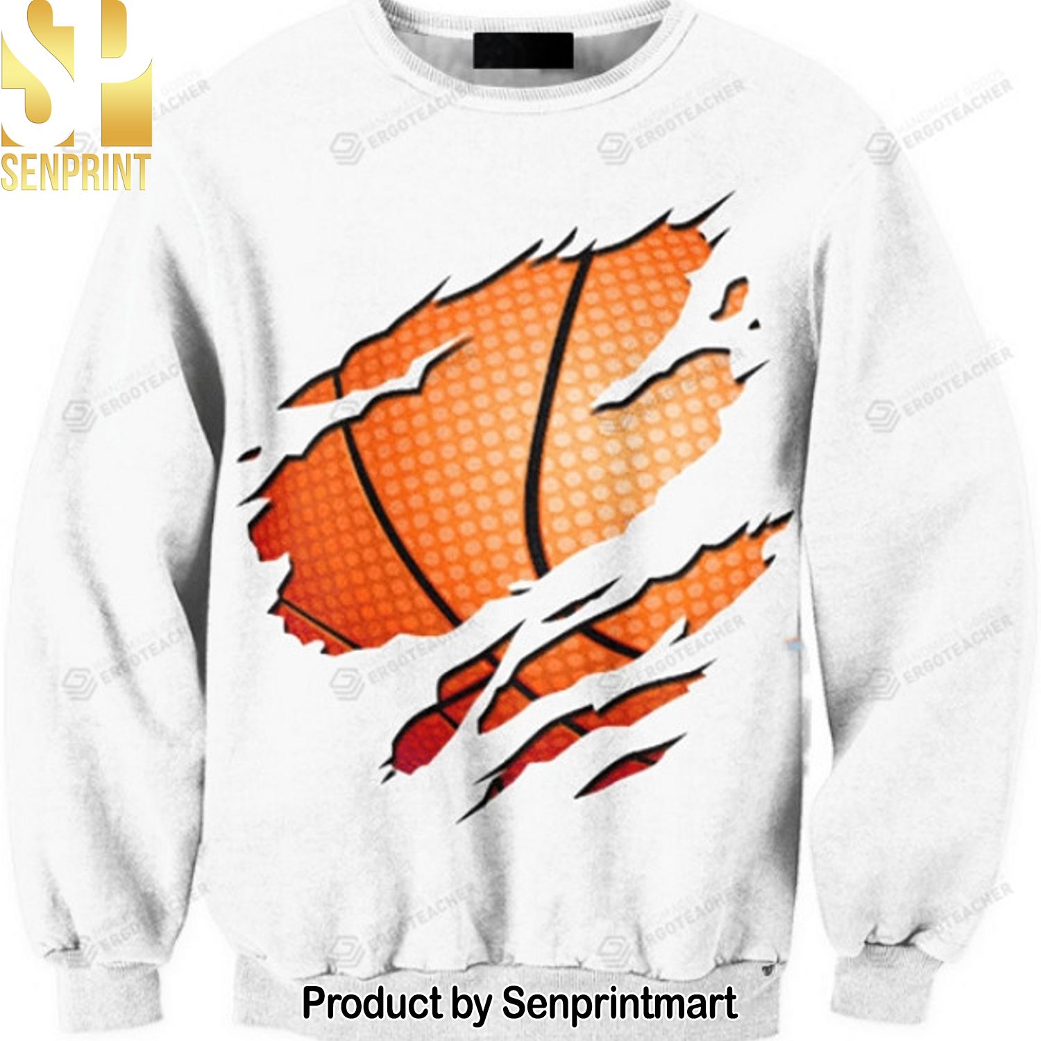Basketball Tear Up For Christmas Gifts Christmas Ugly Wool Knitted Sweater