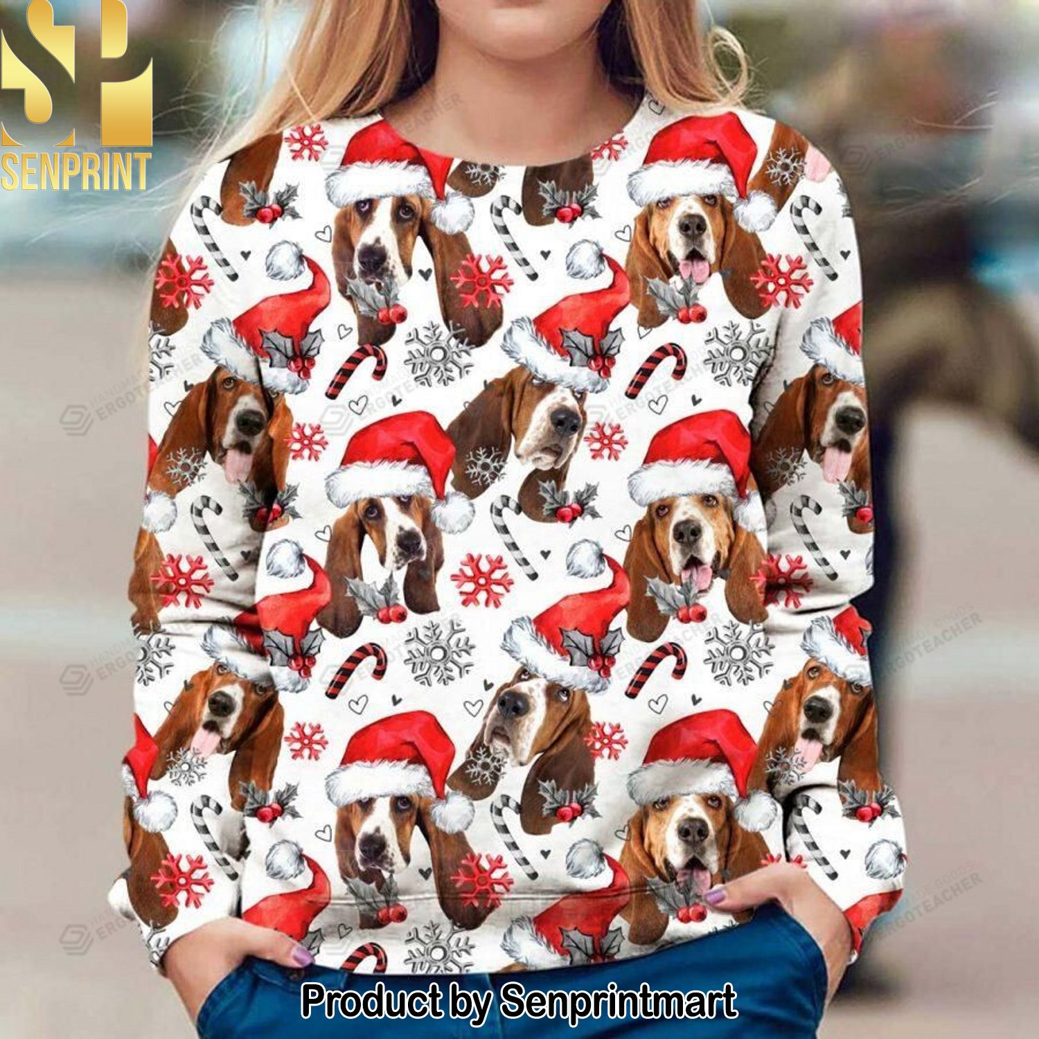 Basset Hound Dog Knitting Pattern Ugly Christmas Sweater