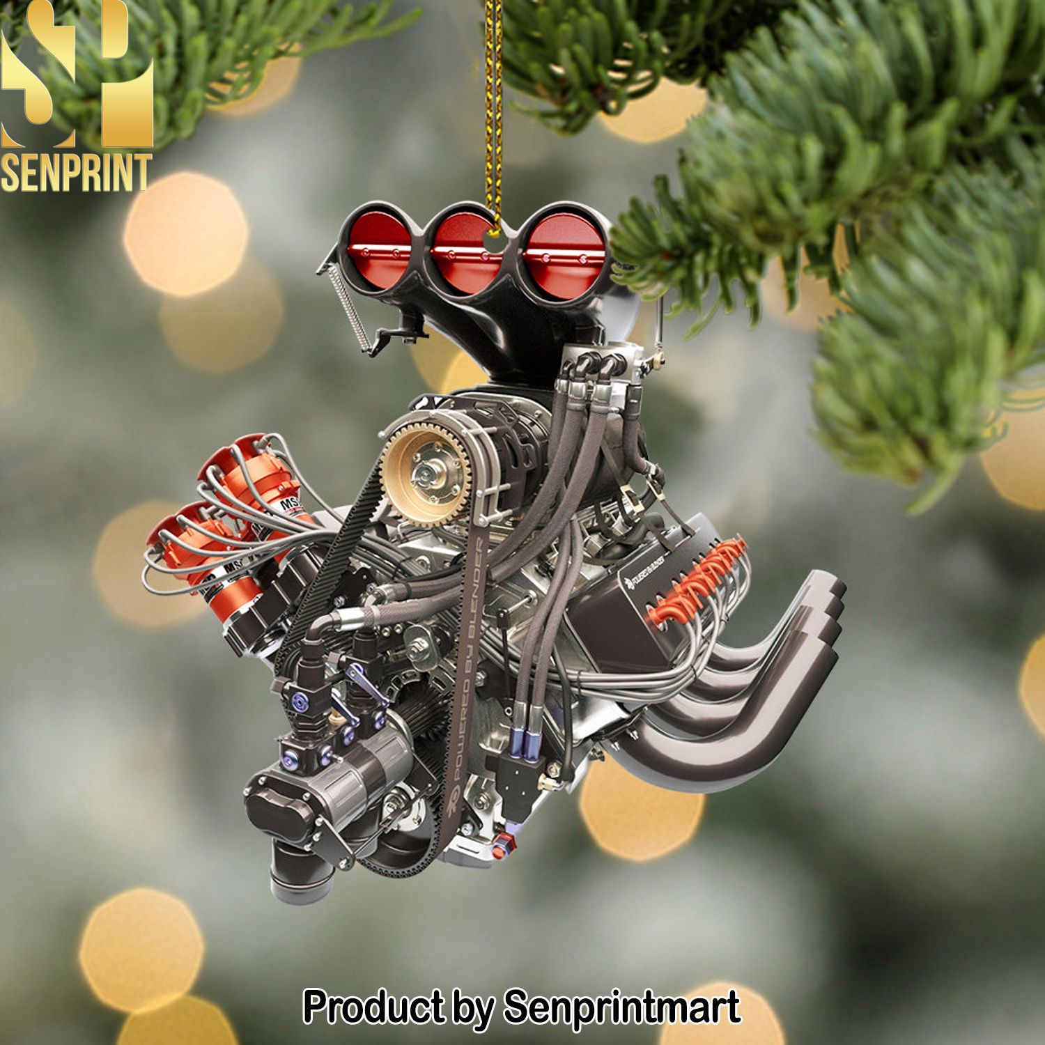 Dragster V8 Engine, Drag Racing Ornament, Christmas Gift For Drag Racer
