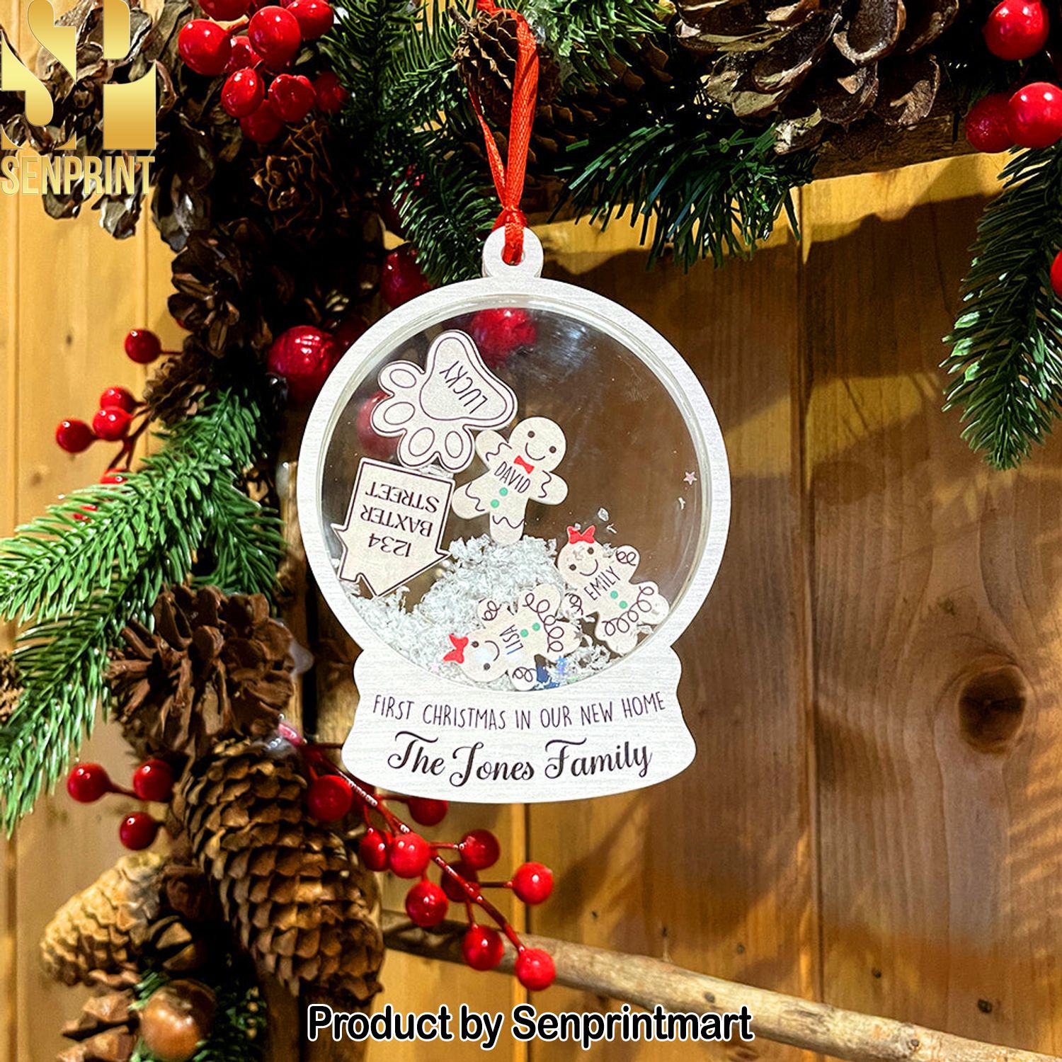 Family Custom Christmas Shaker Ornament Gift For Family