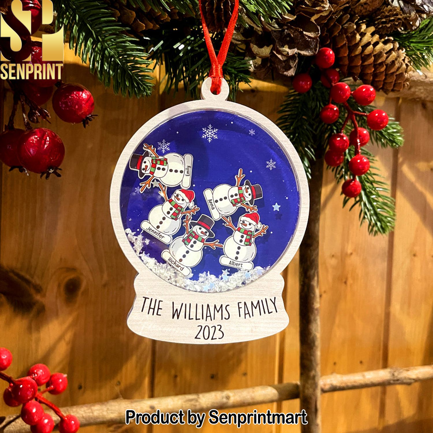 Family Personalized Christmas Shaker Ornament Gift For Family