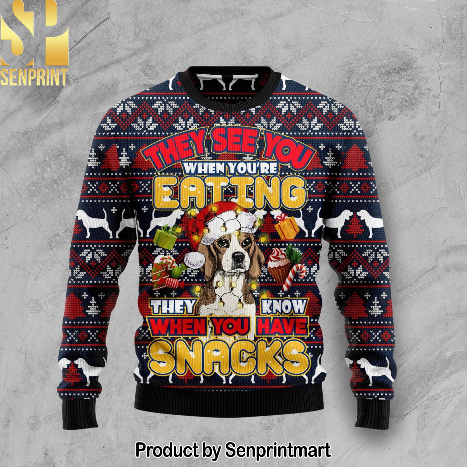 Beagle Ey Know When You Have Snacks For Christmas Gifts Ugly Christmas Wool Knitted Sweater