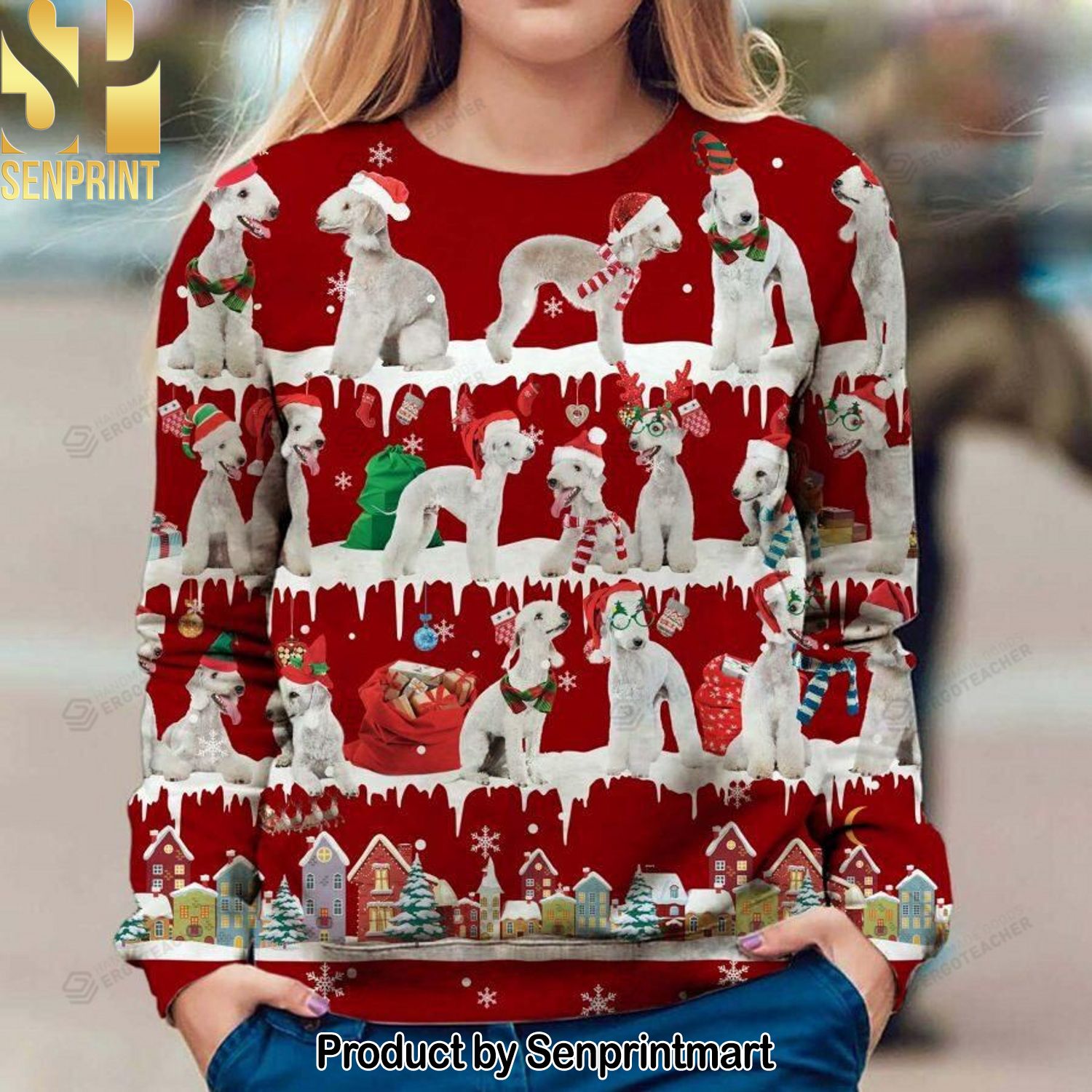 Bedlington Terrier Knitting Pattern 3D Print Ugly Sweater