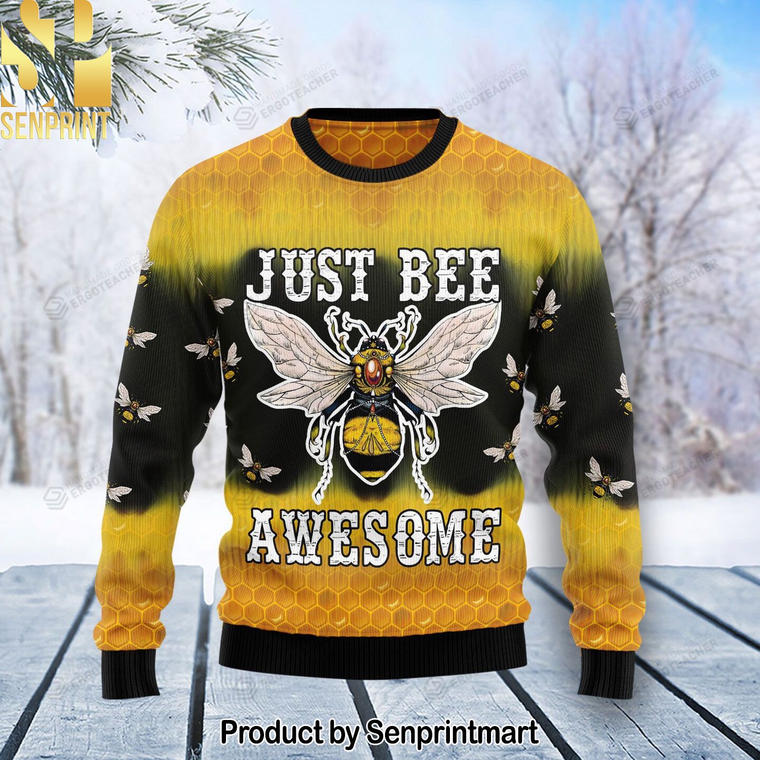 Bee Tie Dye Christmas Ugly Wool Knitted Sweater