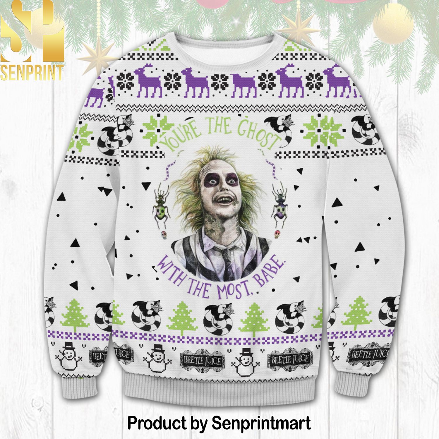 Beetlejuice Christmas Ugly Wool Knitted Sweater