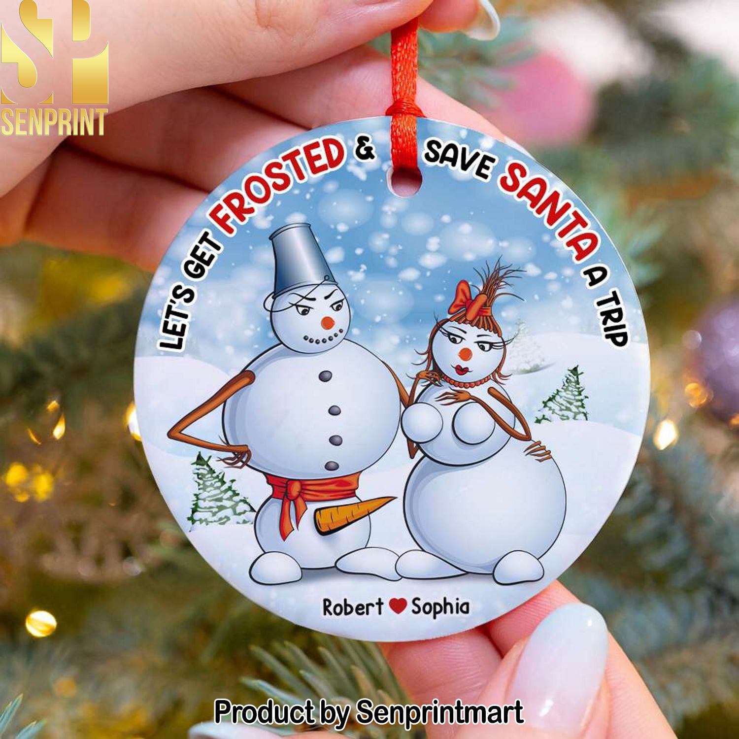 Funny Couple, Let’s Get Frosted and Save Santa A Trip, Personalized Ornament, Couple Gifts, Gifts For Him Her, Chritsmas Tree Decorations, Unique Christmas Gifts