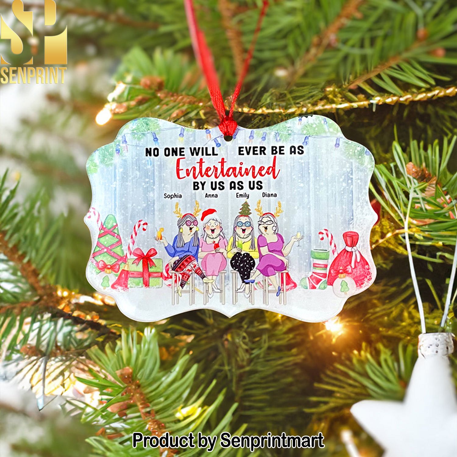 Funny Friends Entertained By Us As Us Personalized Medallion Acrylic Ornament