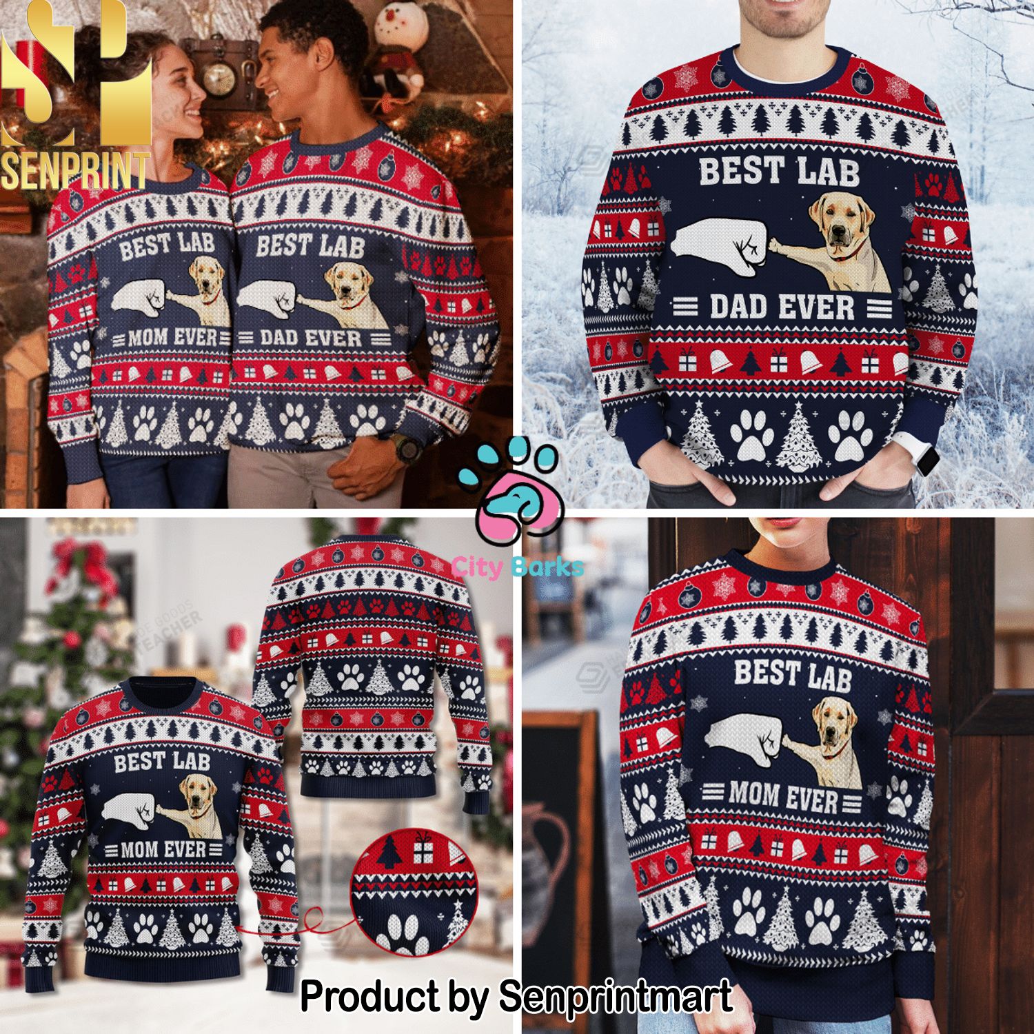 Best Lab Dad Ever Ugly Xmas Wool Knitted Sweater