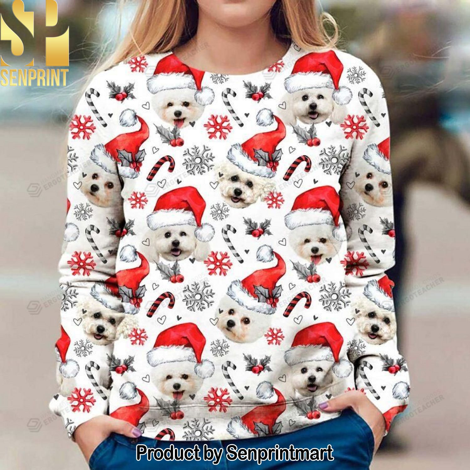 Bichon Frise Christmas 3D Ugly Wool Knitted Sweater