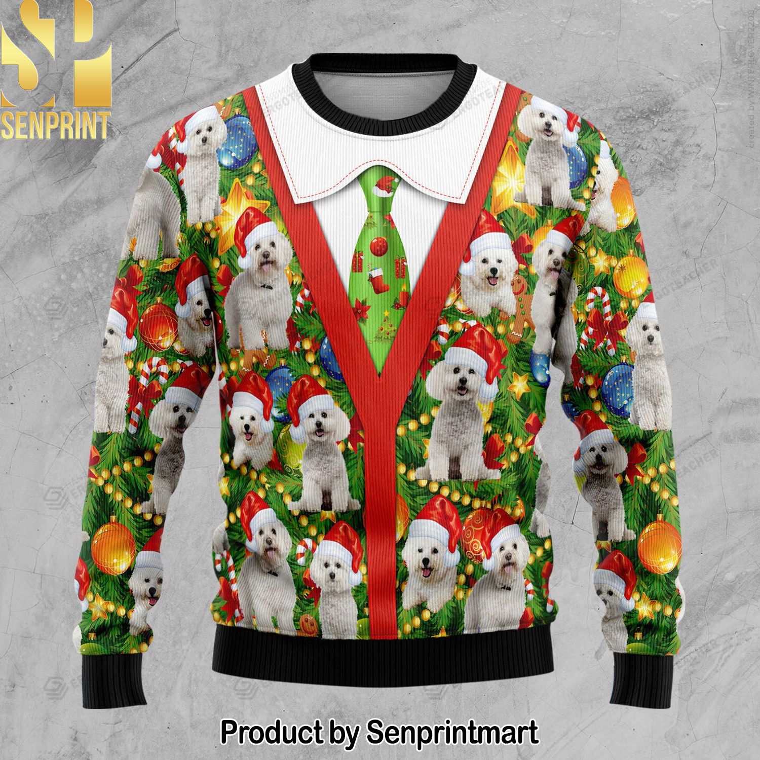 Bichon Xmas Pine For Christmas Gifts 3D Printed Ugly Christmas Sweater