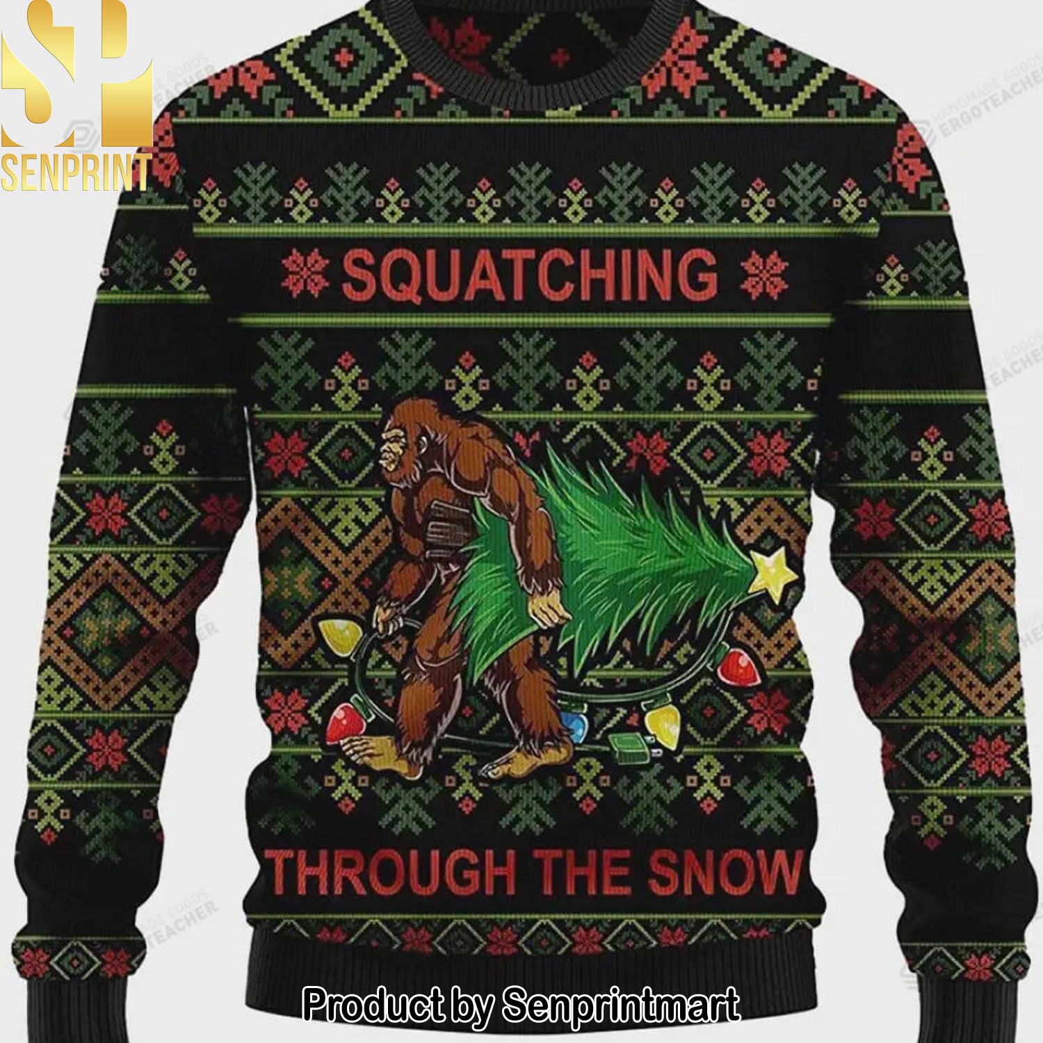 Bigfoot For Christmas Gifts Ugly Christmas Holiday Sweater