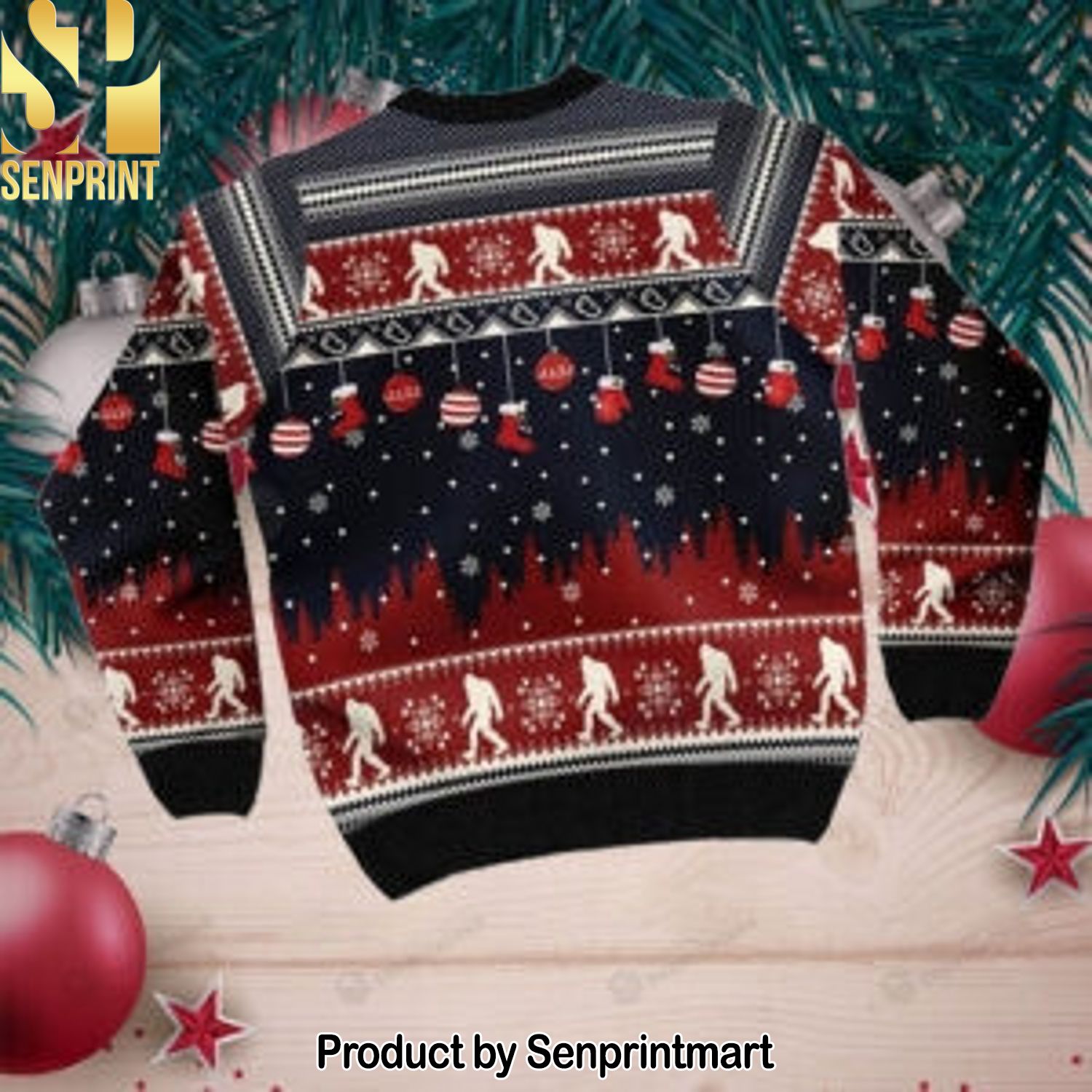 Bigfoot Lovers 3D Printed Ugly Christmas Sweater