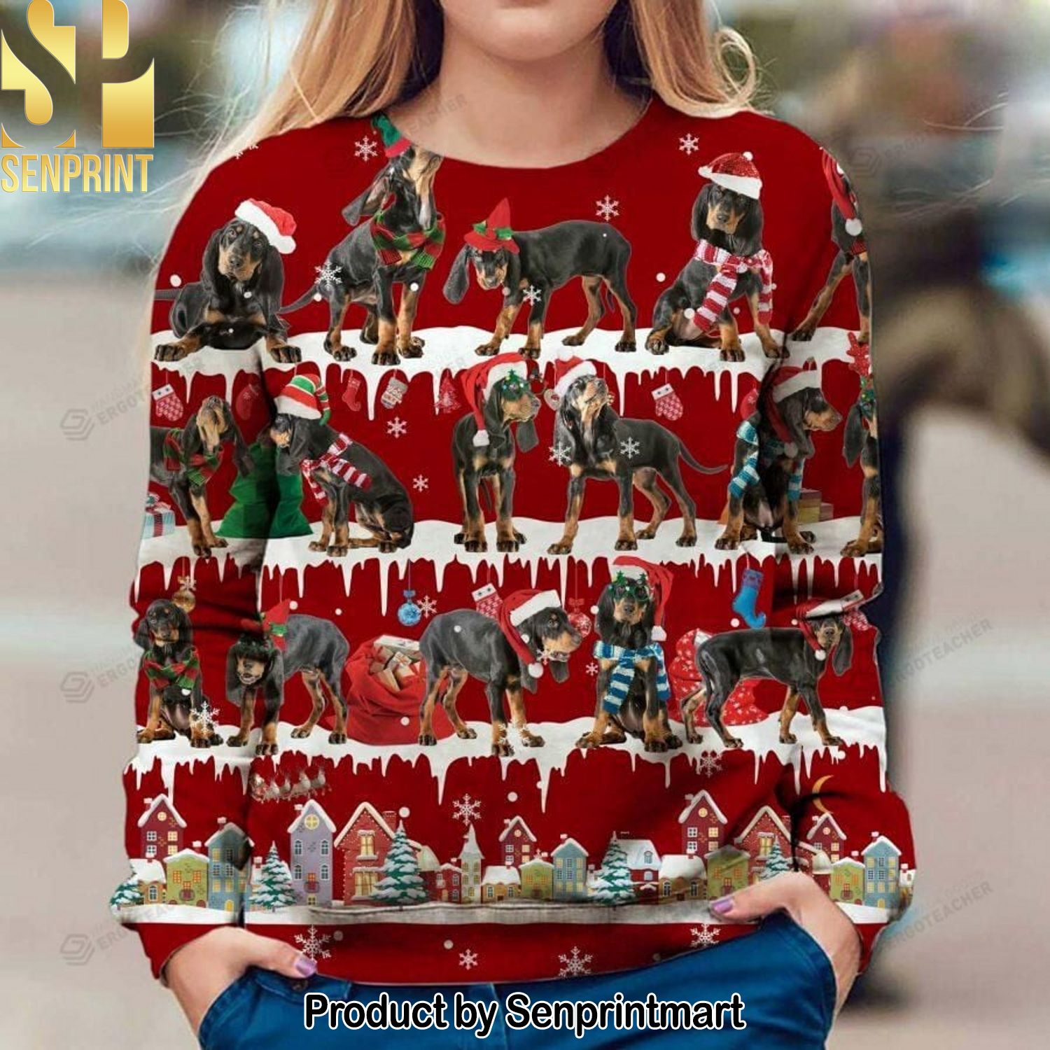 Black And Tan Coonhound For Christmas Gifts 3D Printed Ugly Christmas Sweater