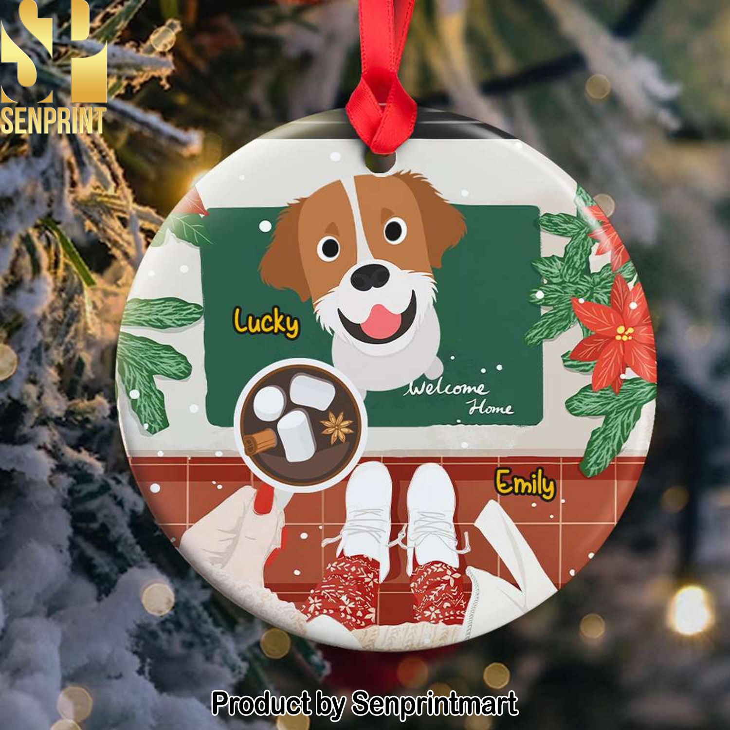 Gift For Dog Lover, Personalized Ornament, Christmas Dogs Ceramic Ornament, Christmas Gift