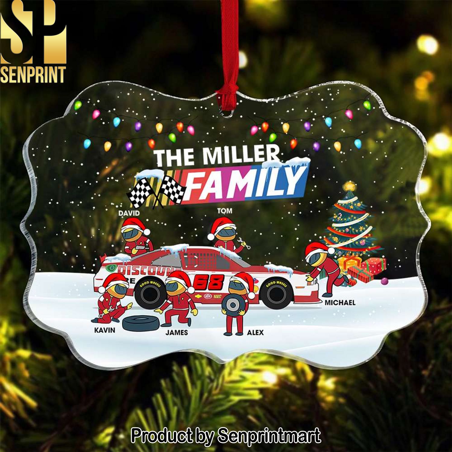Gift For Family, Personalized Acrylic Ornament, Racing Mini Family Ornament, Christmas Gift