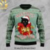 Black Cat Hello Darkness My Old Friend For Christmas Gifts Ugly Christmas Wool Knitted Sweater