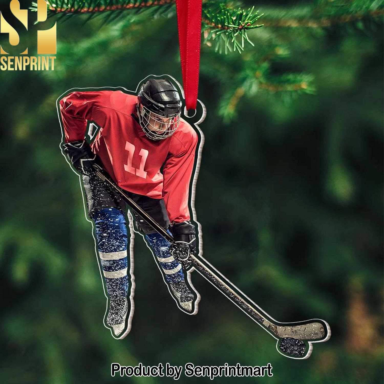 Gift For Ice Hockey Players, Personalized Acrylic Ornament, Custom Image Ornament, Christmas Ornament