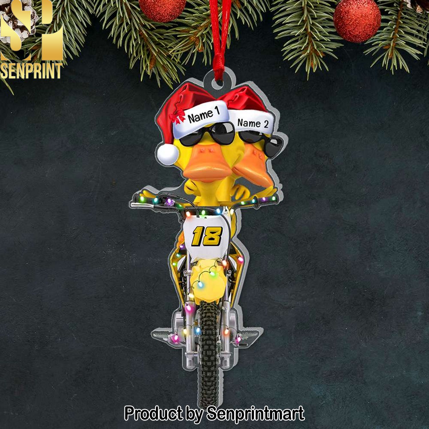 Gift For Motocross Lovers, Personalized Ornament, Motocross Duck Ornament, Christmas Gift