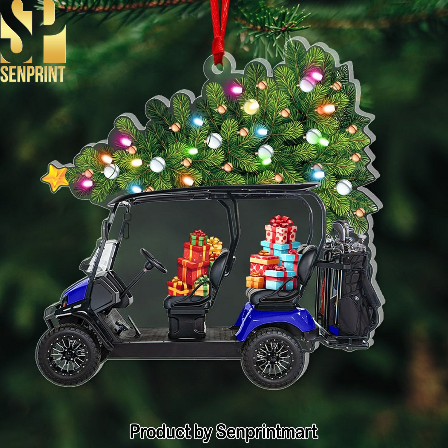 Golf Cart Personalized Ornament Acrylic Custom Shape Ornament Gift For Family Christmas Gift Golf Cart Family Ornament