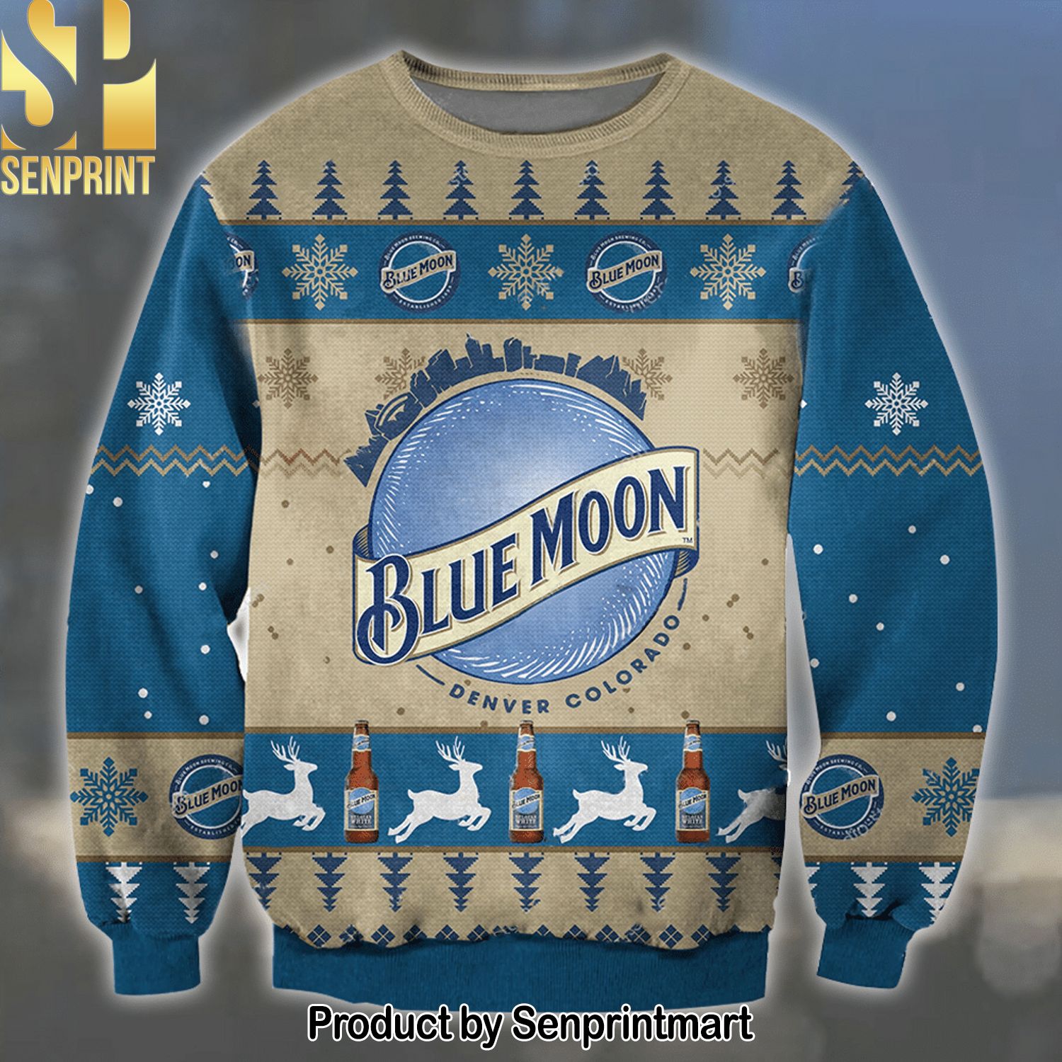 Blue Moon Ugly Christmas Wool Knitted Sweater