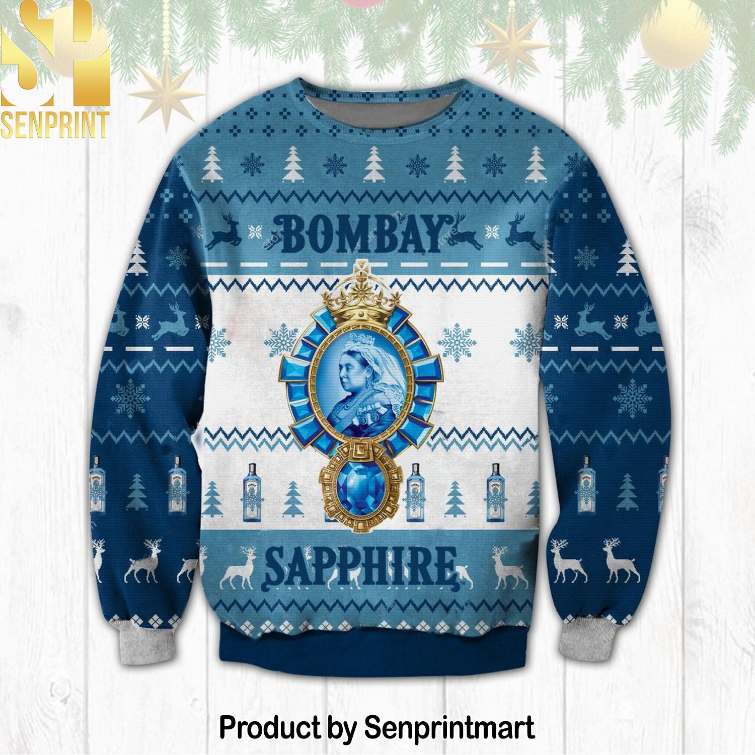 Bombay Sapphire For Christmas Gifts Ugly Xmas Wool Knitted Sweater