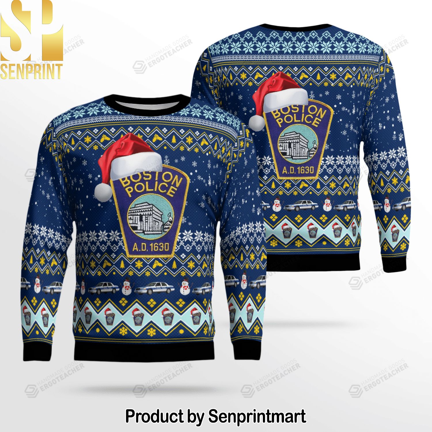 Boston Police Department For Christmas Gifts Knitting Pattern Sweater