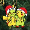 Grinch And Stitch Besties Santa Hat Ornament, Christmas Gift