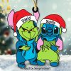 Grinch And Stitch Besties Santa Hat Ornament, Christmas Gift