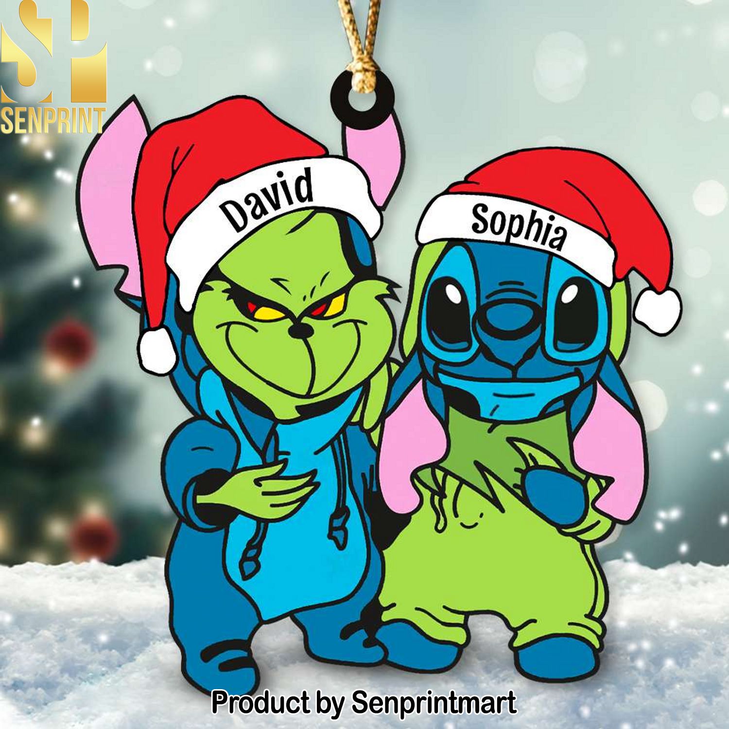 Grinch And Stitch Christmas Gifts Ornament