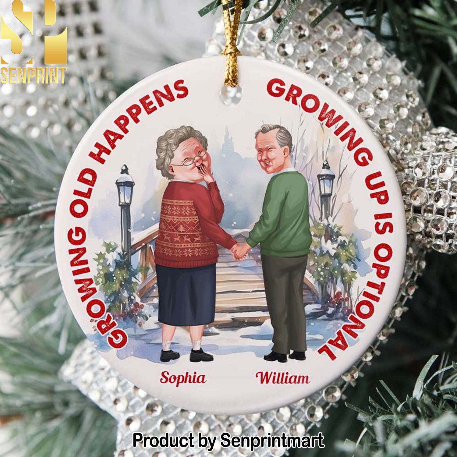 Growing Old Happens Personalized Ornament Christmas Gifts For Old Couple