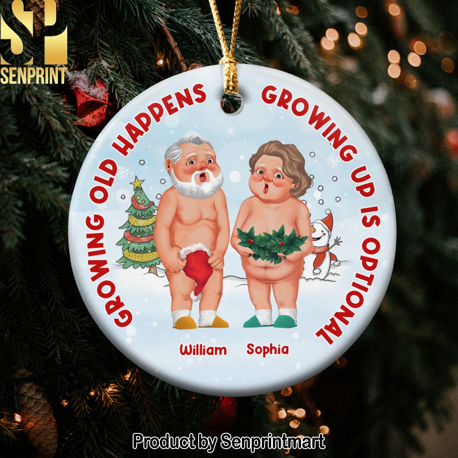 Growing Up Is Optional, Personalized Ornament, Christmas Gifts For Funny Couple