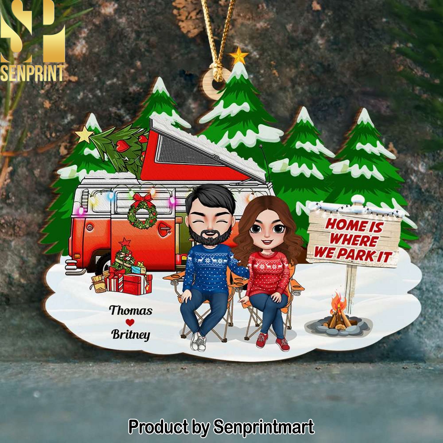 Home Is Where We Park It, Personalized Wood Ornament, Gifts For Couple