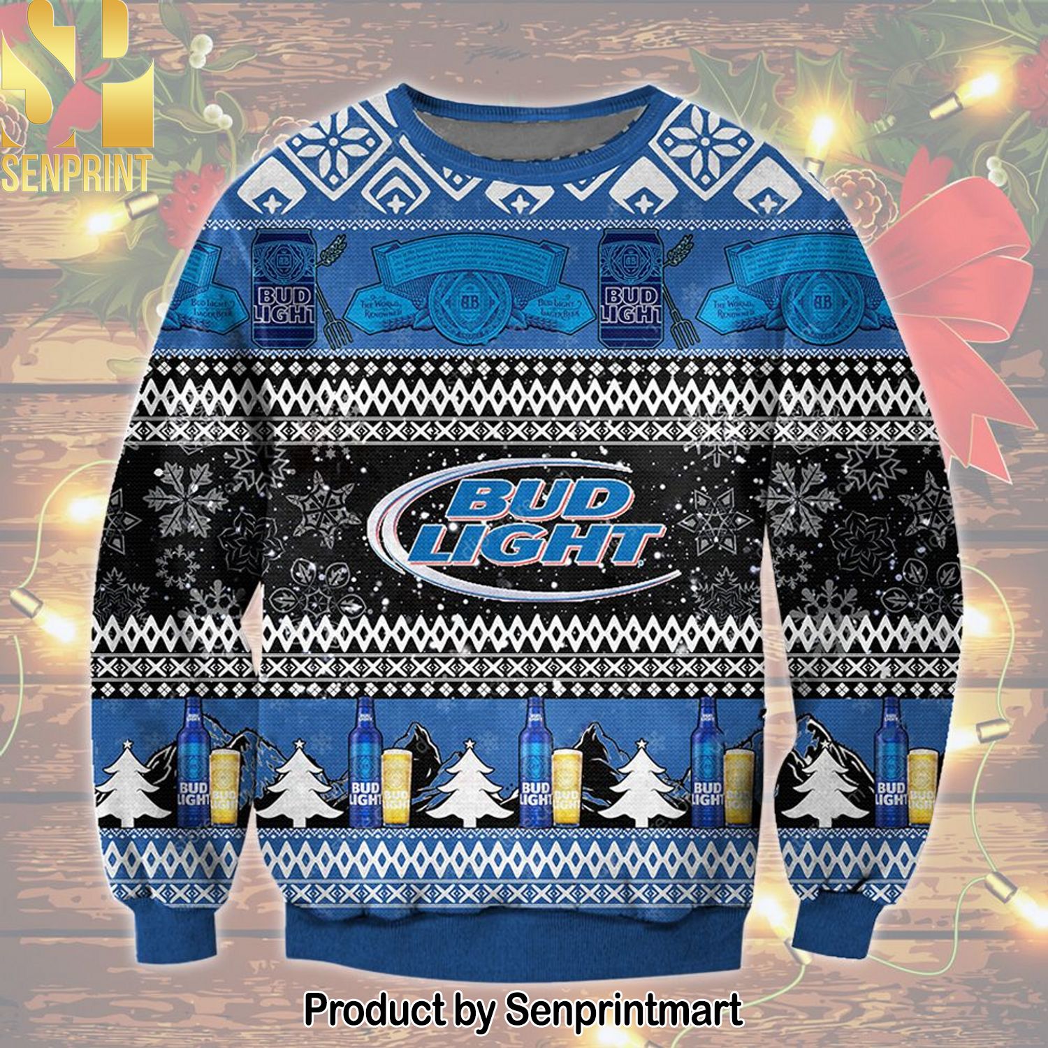 Bud Light Knitting Pattern Ugly Christmas Holiday Sweater