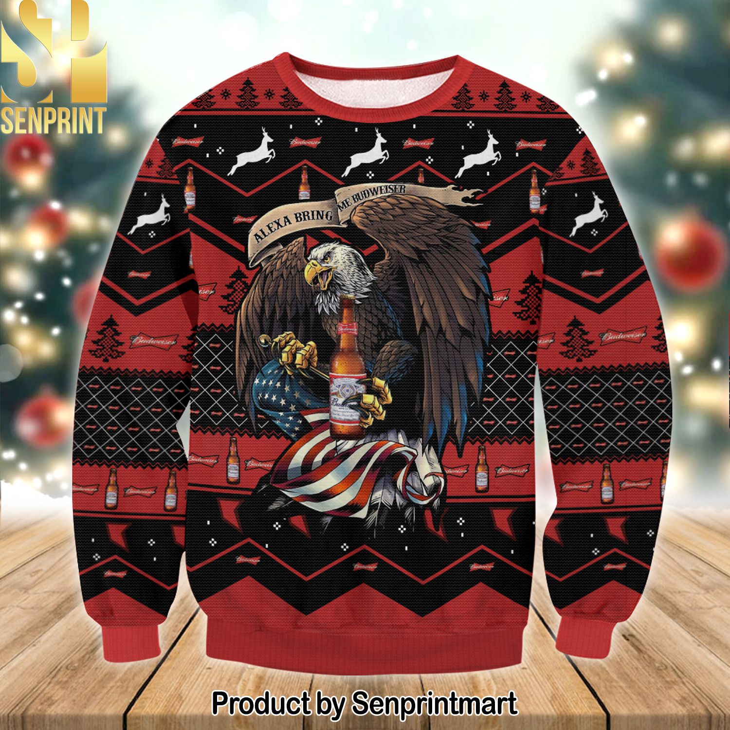 Budweiser Eagle 3D Printed Ugly Christmas Sweater