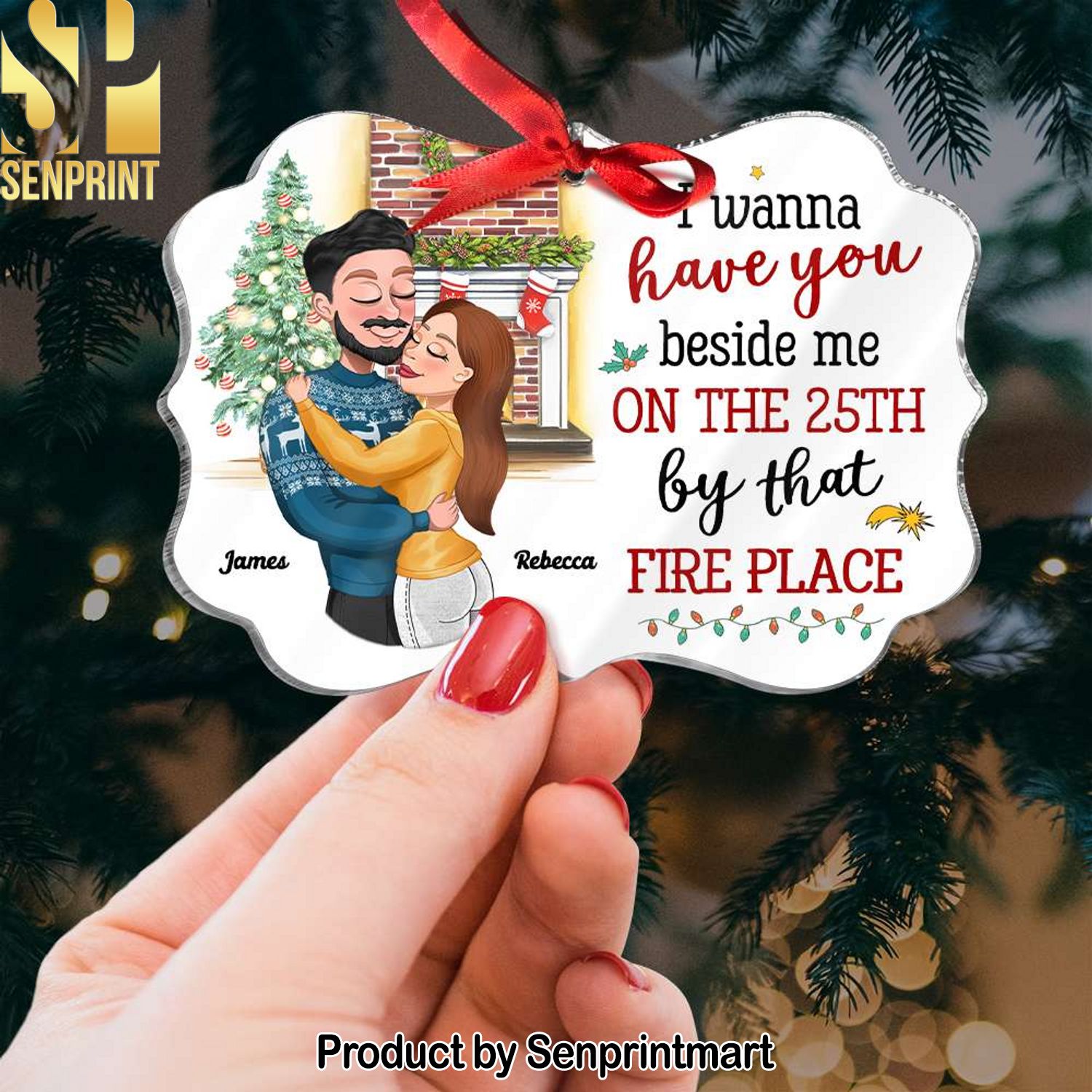 I Wanna Have You, Couple Gift, Personalized Acrylic Ornament, Couple Fire Place Ornament, Christmas Gift