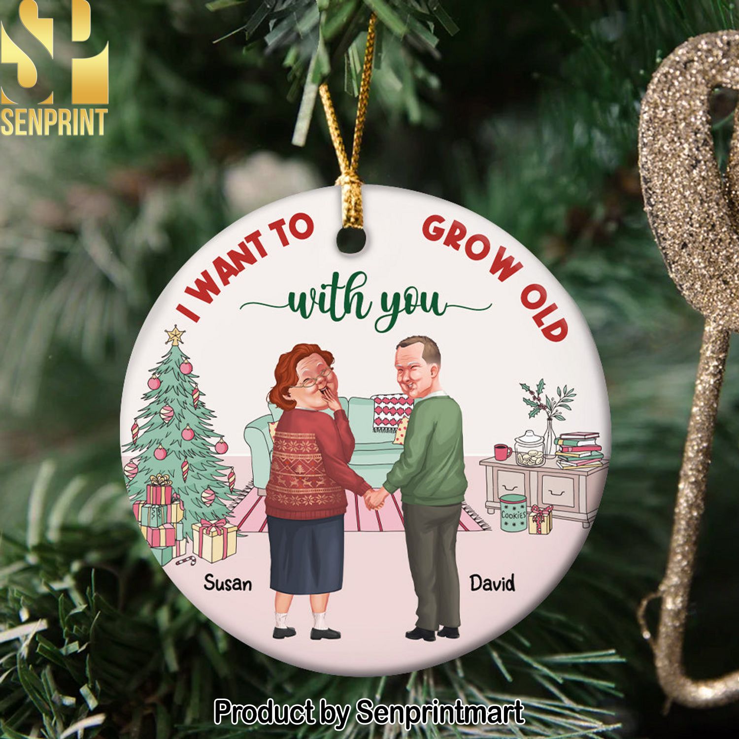 I Want To Grow Old With You, Personalized Funny Old Couple Ornament, Christmas Gift