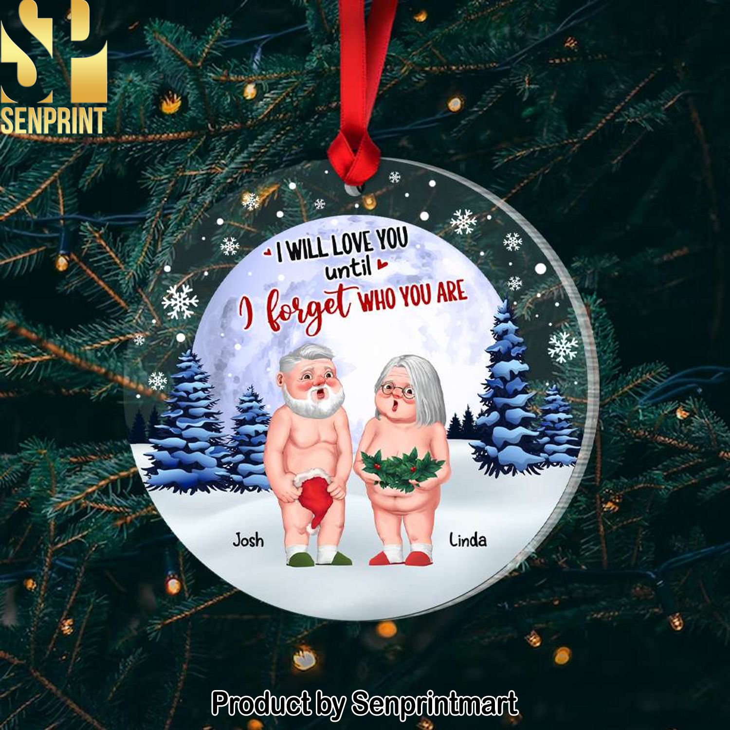 I Will Love You Until I Forget Who You Are, Couple Gift, Personalized Acrylic Ornament, Old Couple Ornament, Christmas Gift